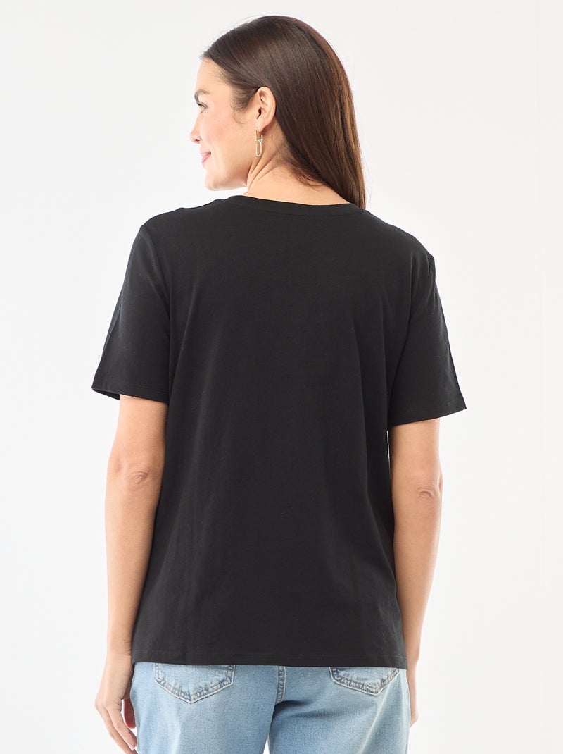Tee-shirt basique d'allaitement manches courtes Noir - Kiabi