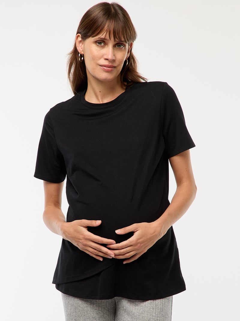 Tee-shirt basique d'allaitement Noir - Kiabi