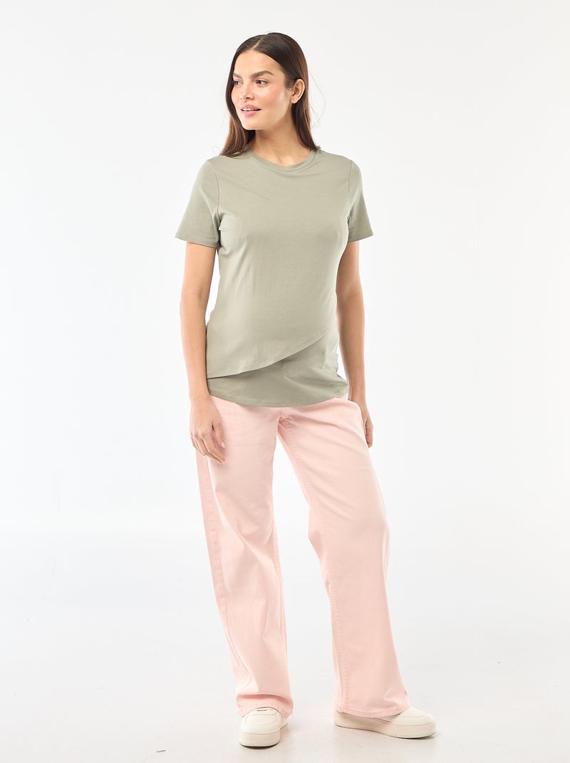 Tee-shirt basique d'allaitement Vert - Kiabi
