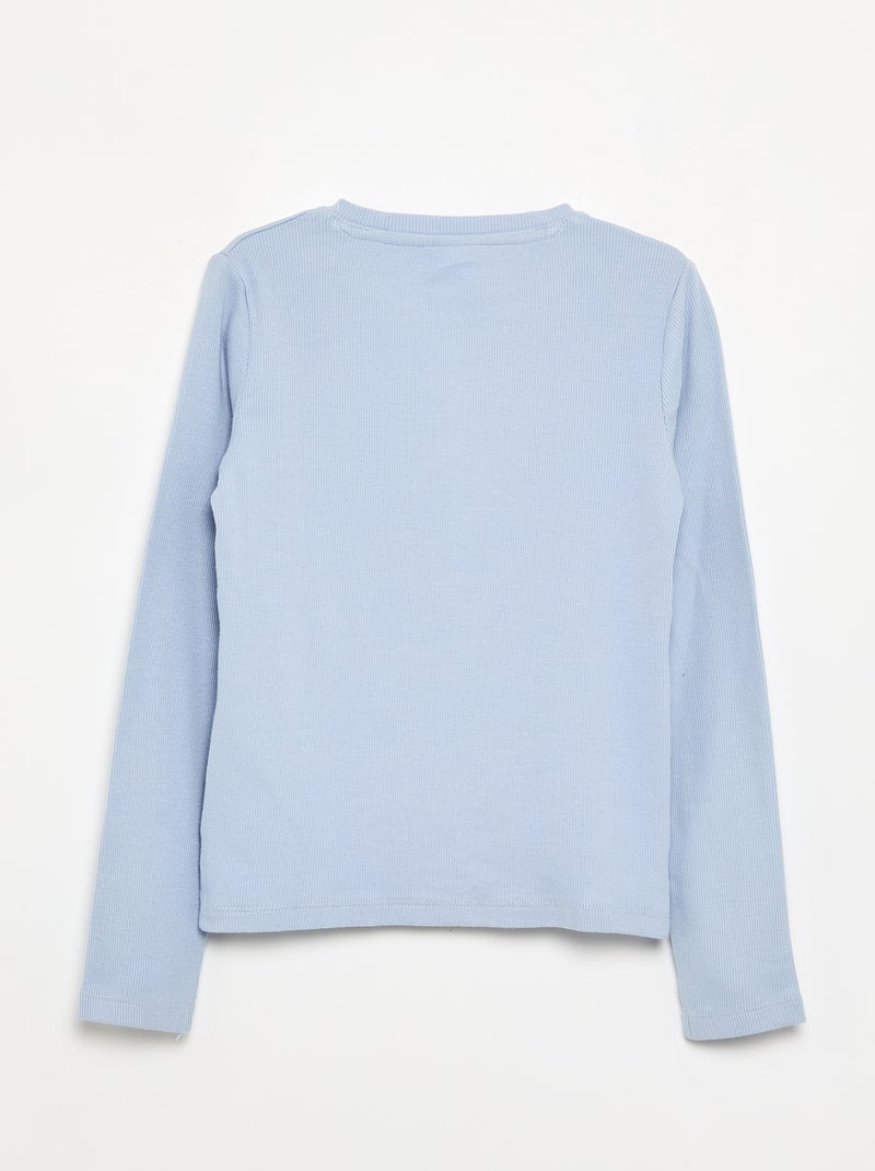 Tee-shirt basique en rib Bleu - Kiabi