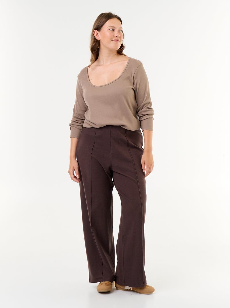 Tee-shirt basique en rib Marron - Kiabi