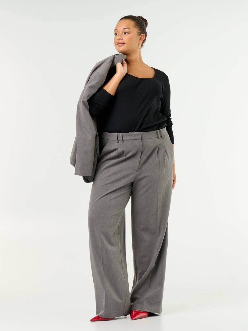 Tee-shirt basique en rib Noir - Kiabi