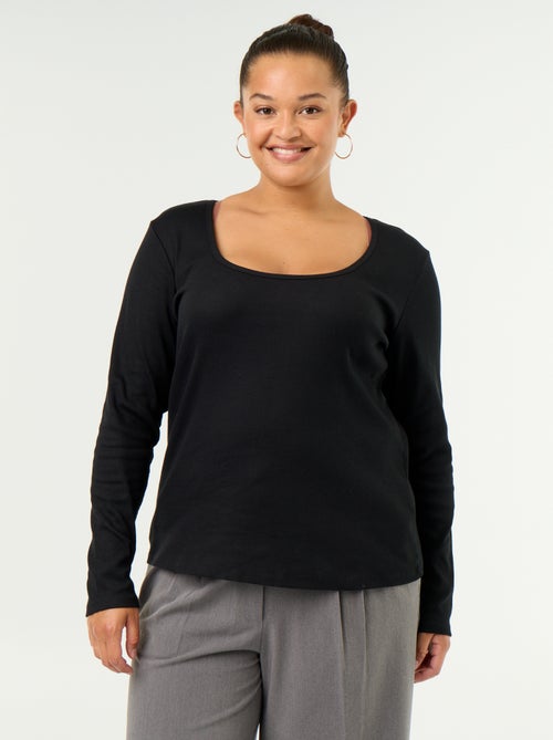 Tee-shirt basique en rib - Kiabi Tee-shirt basique en rib - Kiabi