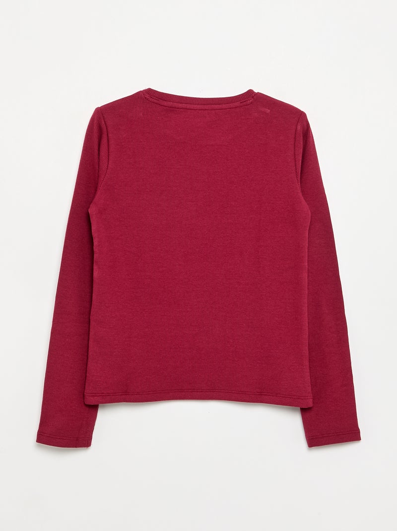 Tee-shirt basique en rib Rouge - Kiabi