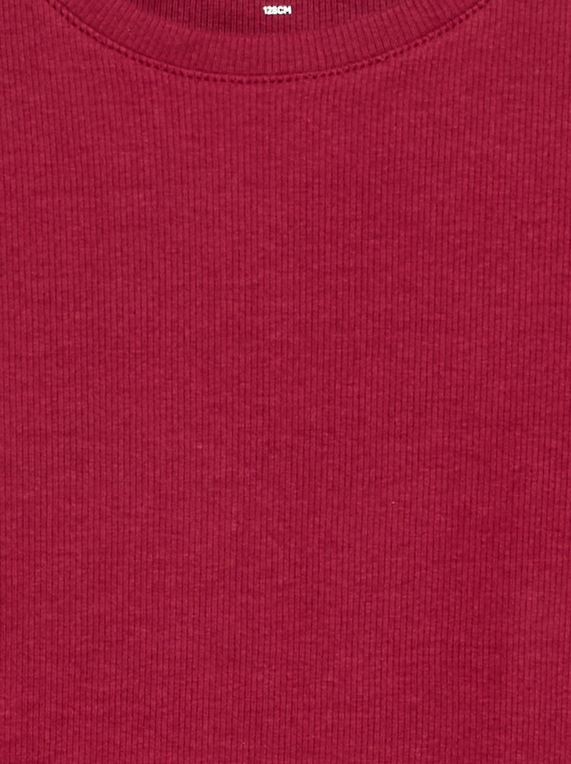 Tee-shirt basique en rib Rouge - Kiabi