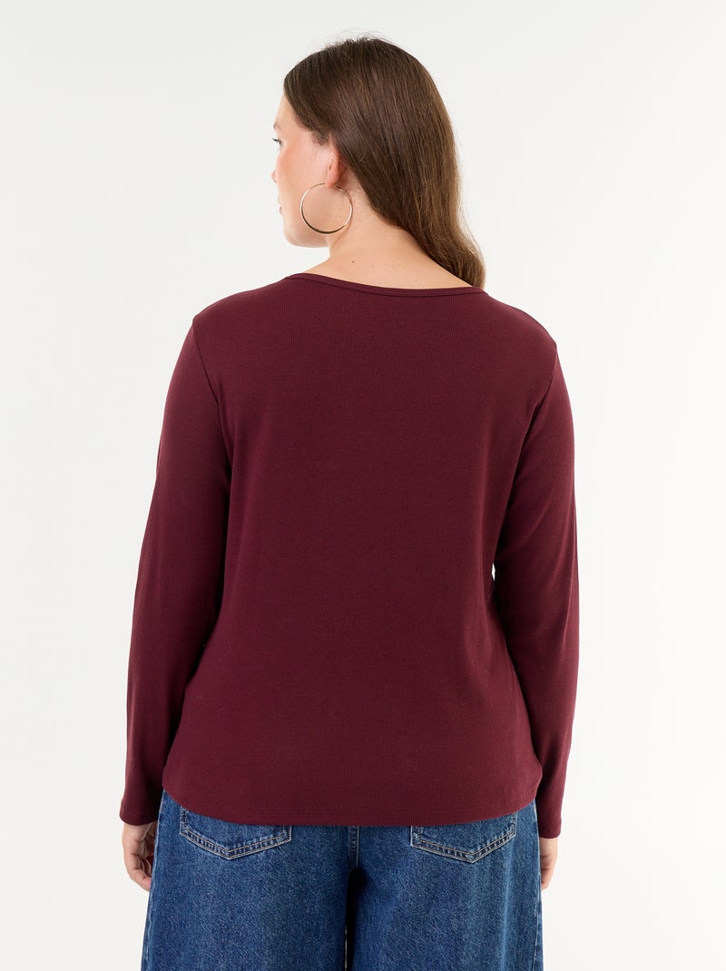 Tee-shirt basique en rib Rouge - Kiabi