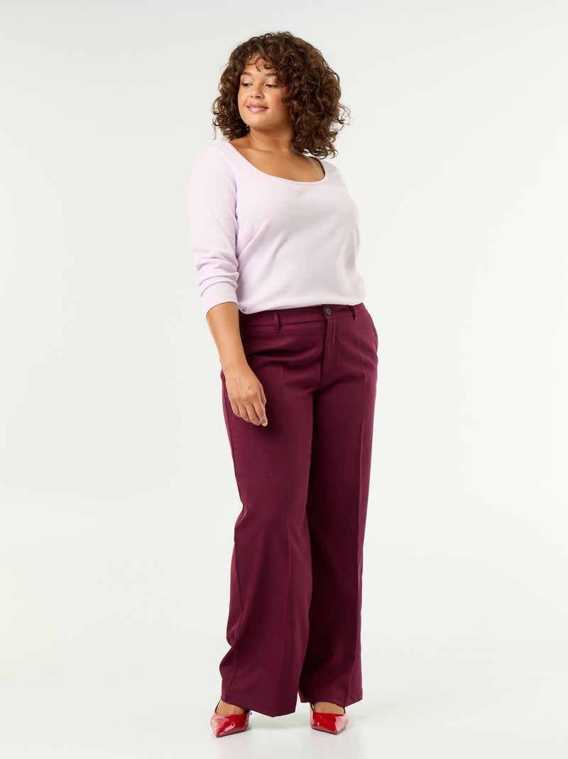 Tee-shirt basique en rib Violet - Kiabi