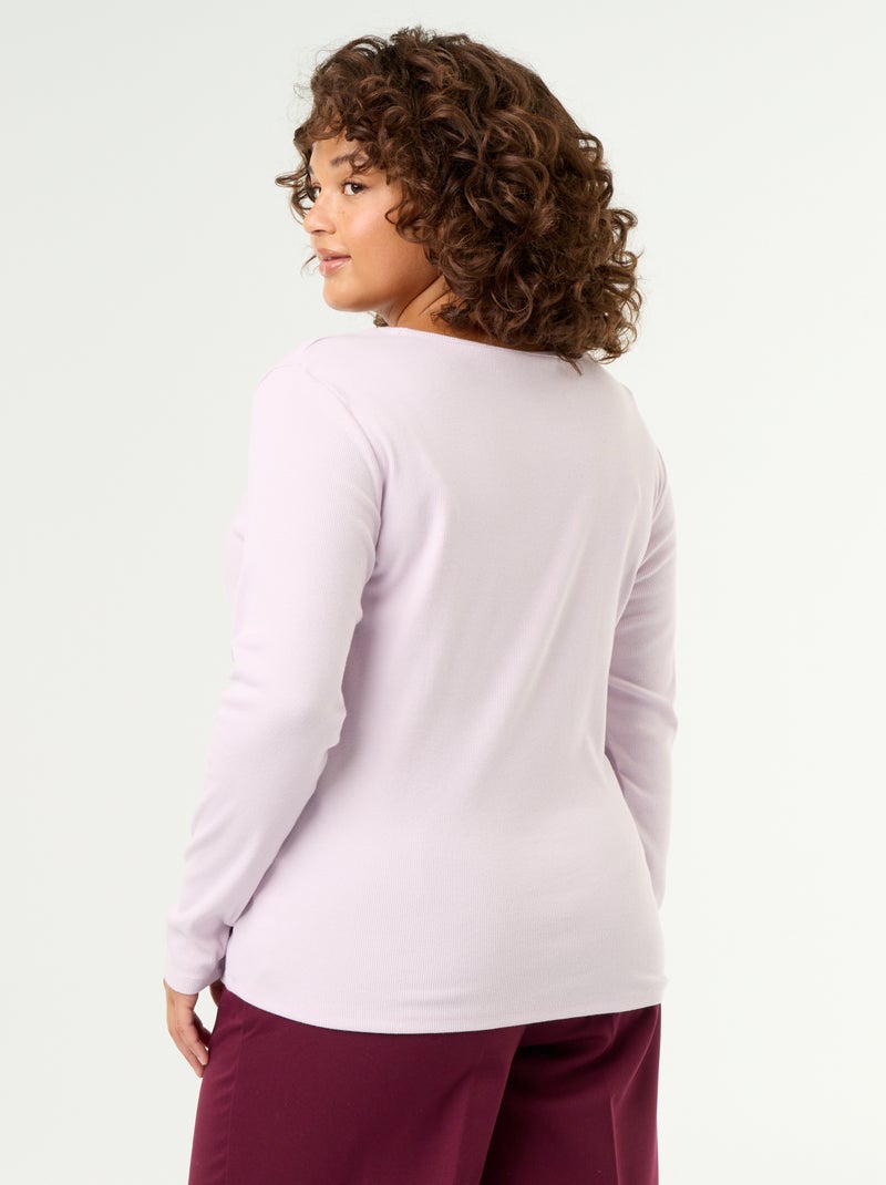 Tee-shirt basique en rib Violet - Kiabi