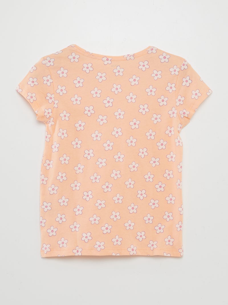 Tee-shirt basique imprimé Orange fleuri - Kiabi