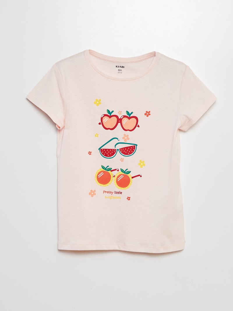 Tee-shirt basique imprimé Rose - Kiabi