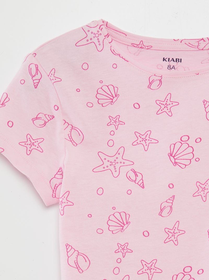 Tee-shirt basique imprimé Rose imprimé - Kiabi