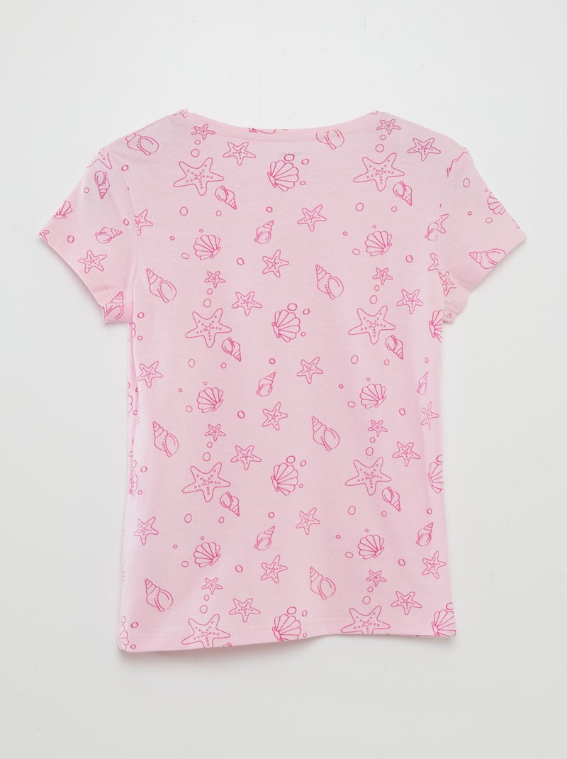 Tee-shirt pour fille 100 % coton uni 2-13 ans, bleu