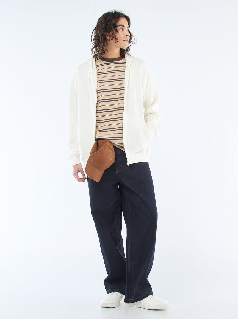 Tee-shirt basique rayé Beige - Kiabi