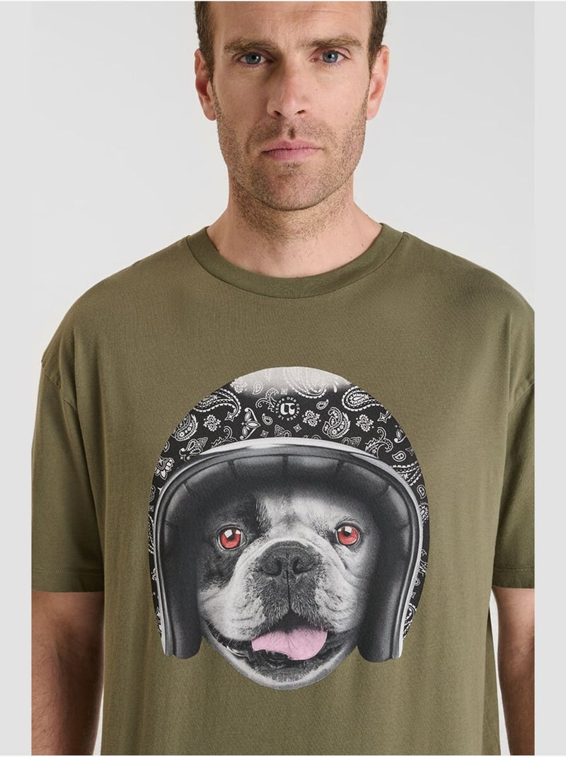 Tee-Shirt BATISTA 'Le Temps Des Cerises' Kaki - Kiabi