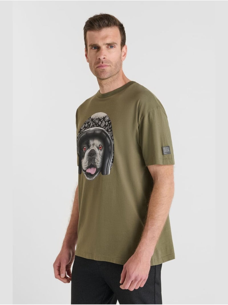 Tee-Shirt BATISTA 'Le Temps Des Cerises' Kaki - Kiabi