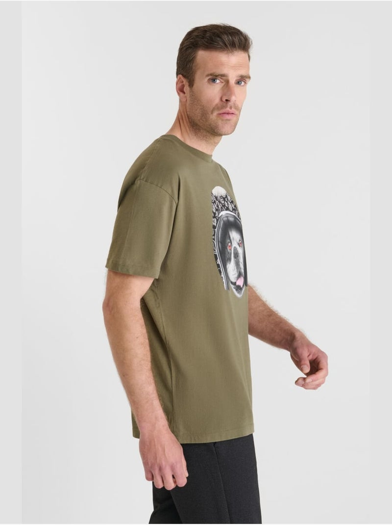 Tee-Shirt BATISTA 'Le Temps Des Cerises' Kaki - Kiabi