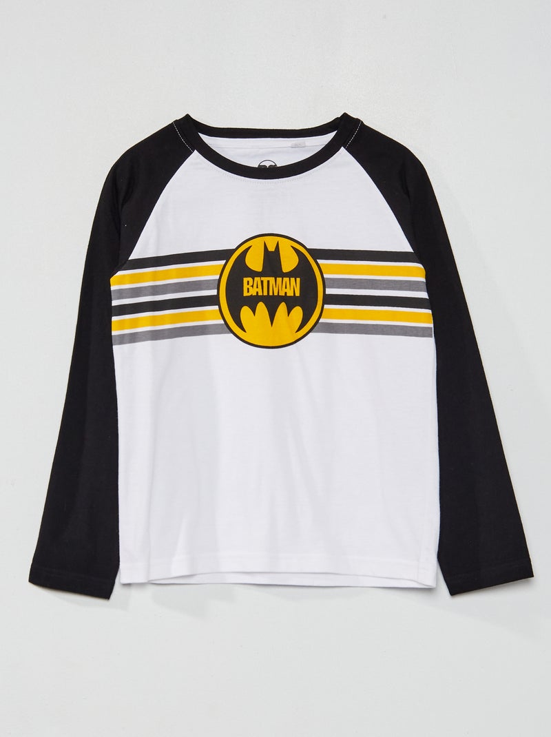 Tee-shirt 'Batman'  manches longues blanc/noir - Kiabi