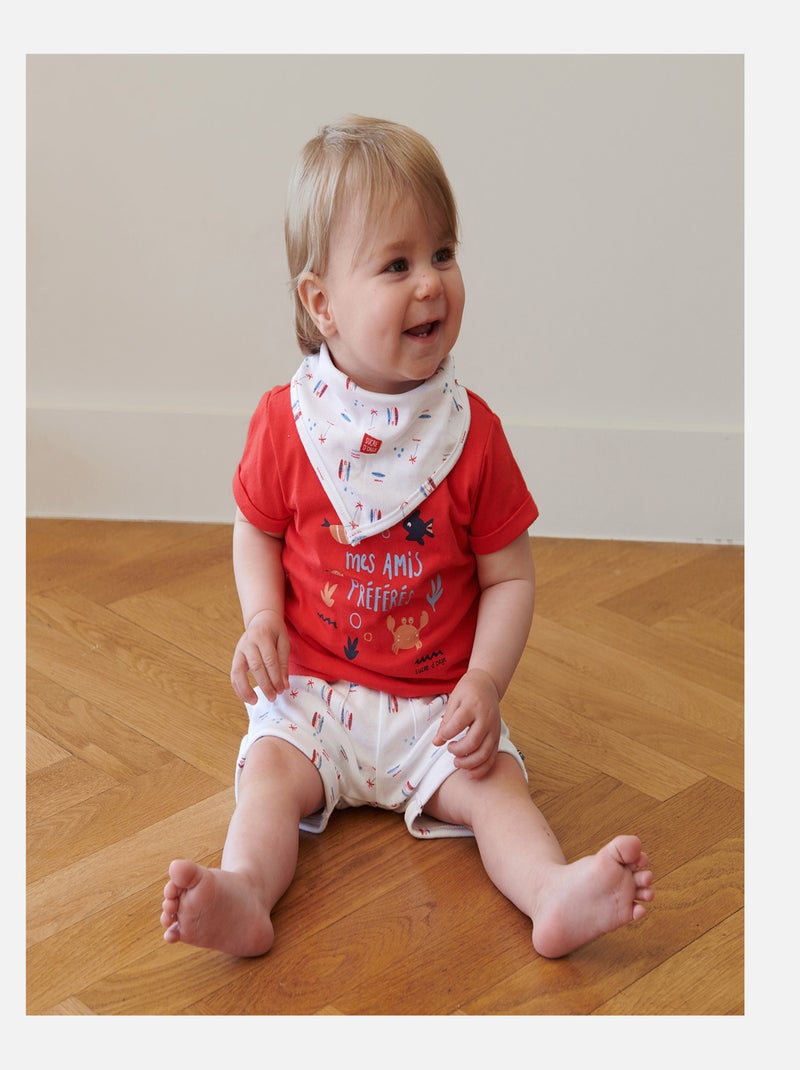 TEE SHIRT BAVOIR SHORT GAEL MAILLE NAISSANCE Rouge - Kiabi