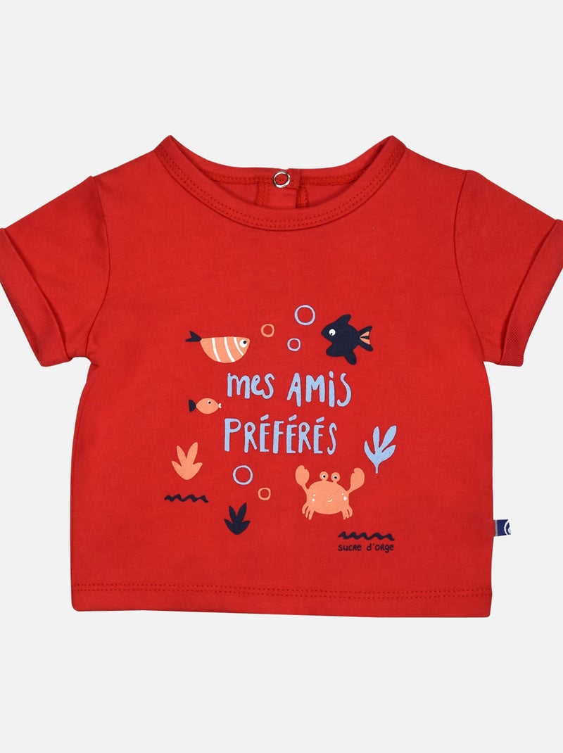 TEE SHIRT BAVOIR SHORT GAEL MAILLE NAISSANCE Rouge - Kiabi