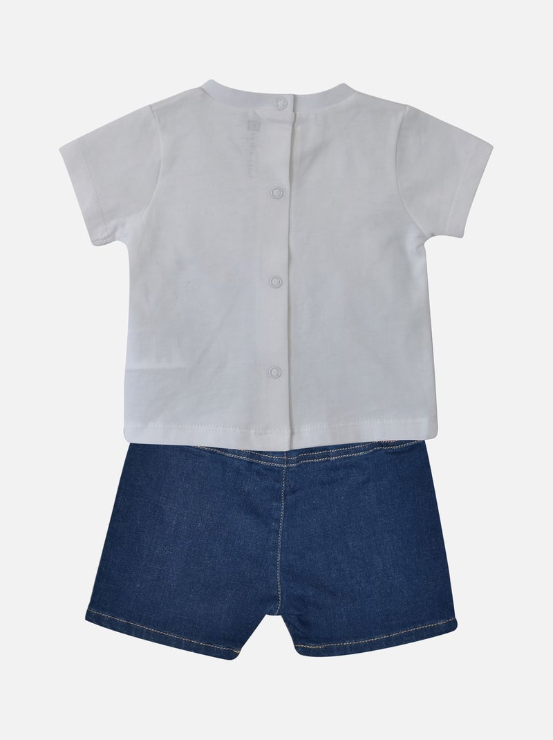 TEE SHIRT BERMUDA EN JEAN EDOUARD Bleu - Kiabi