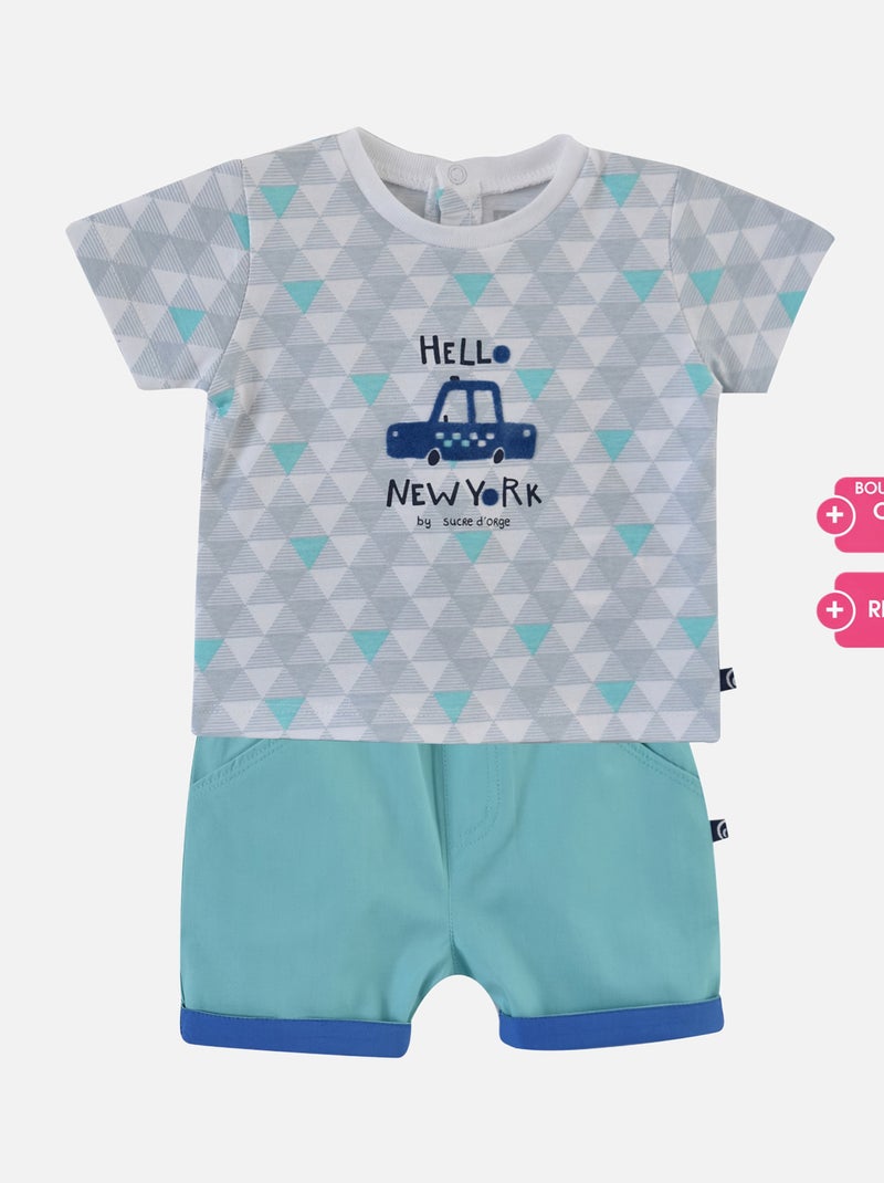 TEE SHIRT BERMUDA ESTEBAN BEBE Bleu - Kiabi