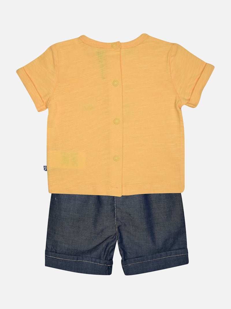 TEE SHIRT BERMUDA GEORGY MANCHES COURTES BEBE Jaune - Kiabi