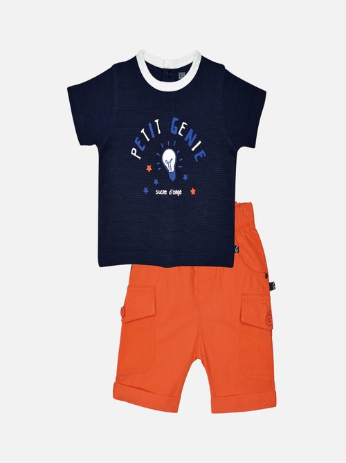 TEE SHIRT BERMUDA LILOUAN MAILLE FANTAISIE BEBE - Kiabi