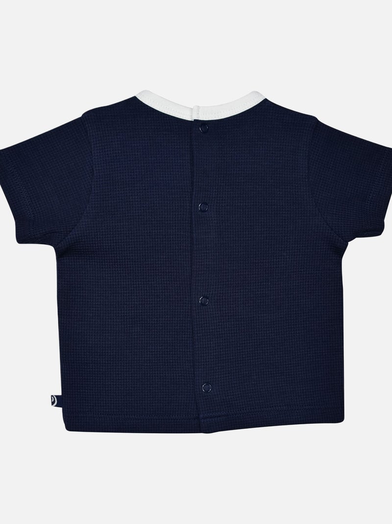 TEE SHIRT BERMUDA LILOUAN MAILLE FANTAISIE BEBE Bleu - Kiabi