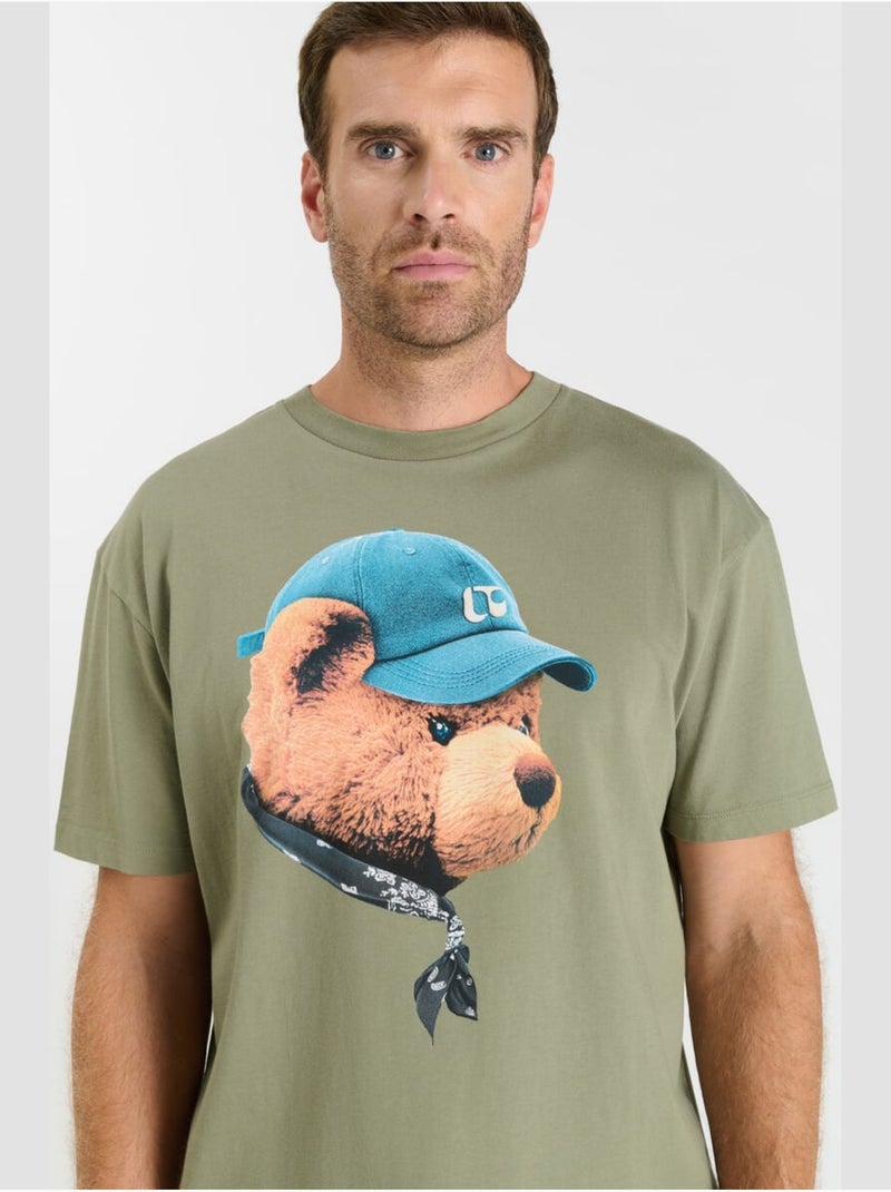 Tee-Shirt BERNABEU 'Le Temps Des Cerises' Kaki - Kiabi