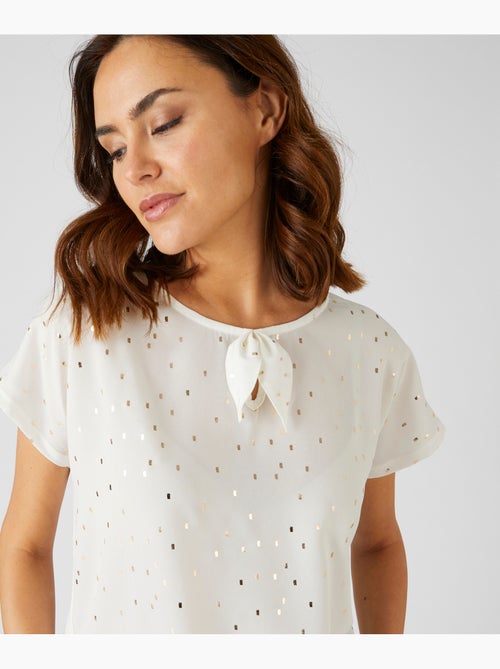 Tee-shirt bi-matière à motifs brillants, manches courtes - Damart - Kiabi