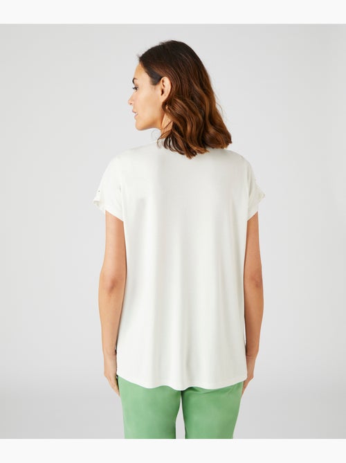 Tee-shirt bi-matière à motifs brillants, manches courtes - Damart - Kiabi
