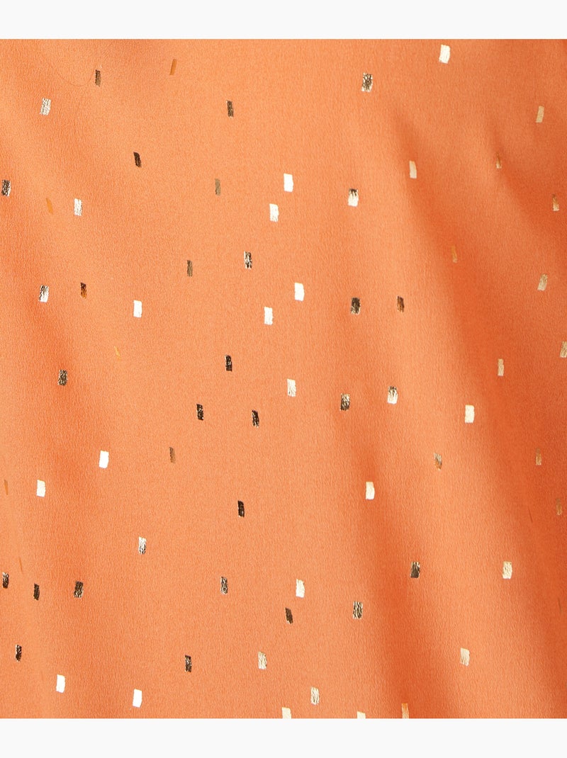Tee-shirt bi-matière à motifs brillants, manches courtes - Damart Orange - Kiabi