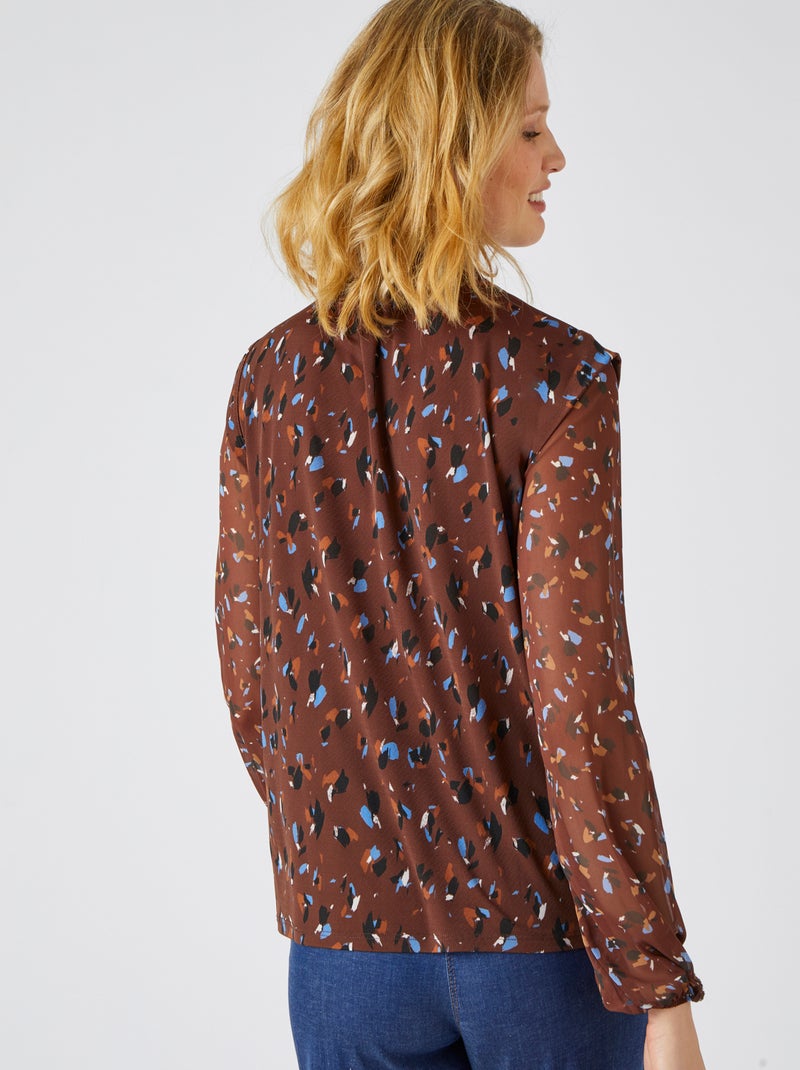 Tee-shirt bi-matière voile et crêpe recyclé, manches longues - damart Marron - Kiabi