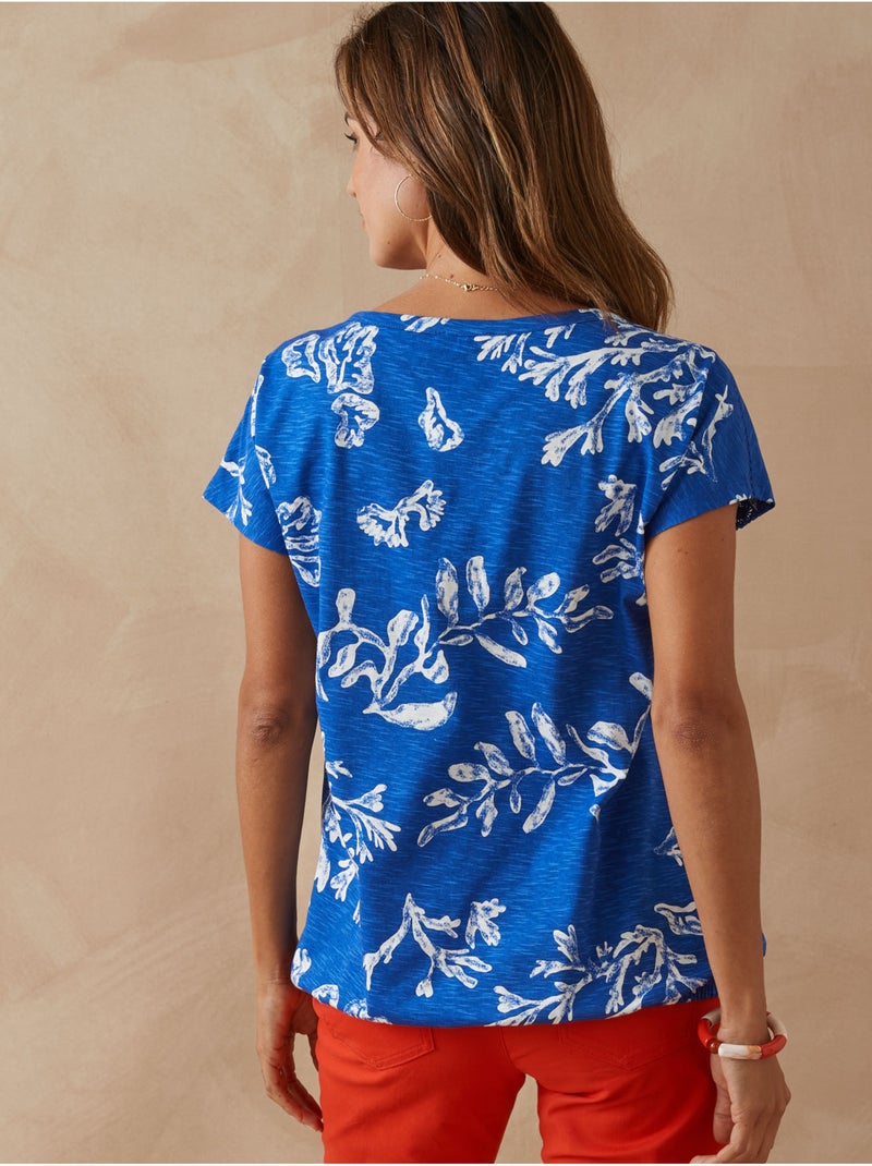 Tee-shirt blousant fantaisie - DAXON Bleu Multicolore - Kiabi