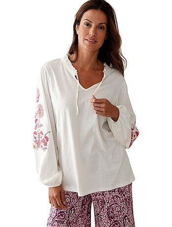 Tee-shirt brodé pur coton