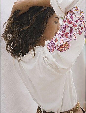 Tee-shirt brodé pur coton
