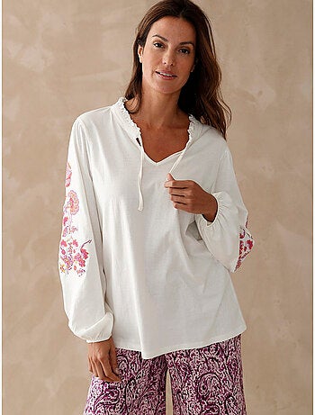 Tee-shirt brodé pur coton