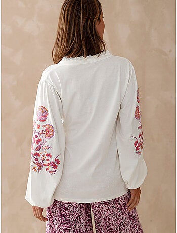 Tee-shirt brodé pur coton