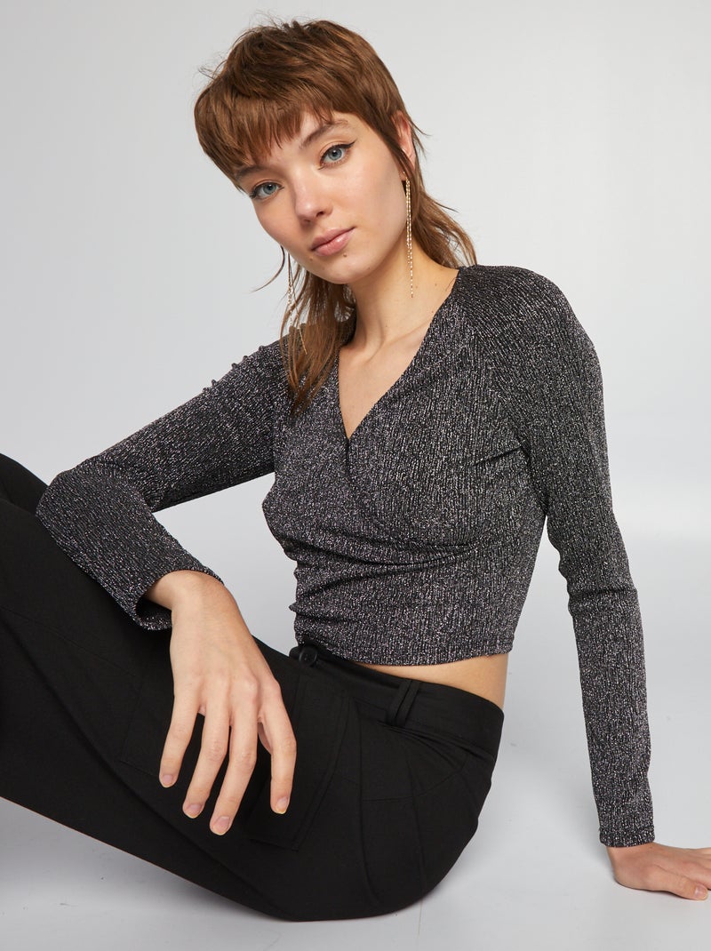 Top Cache-cœur Maille Et Dentelle Taille 38 – Occasion Très Bon état, Couleur Marron