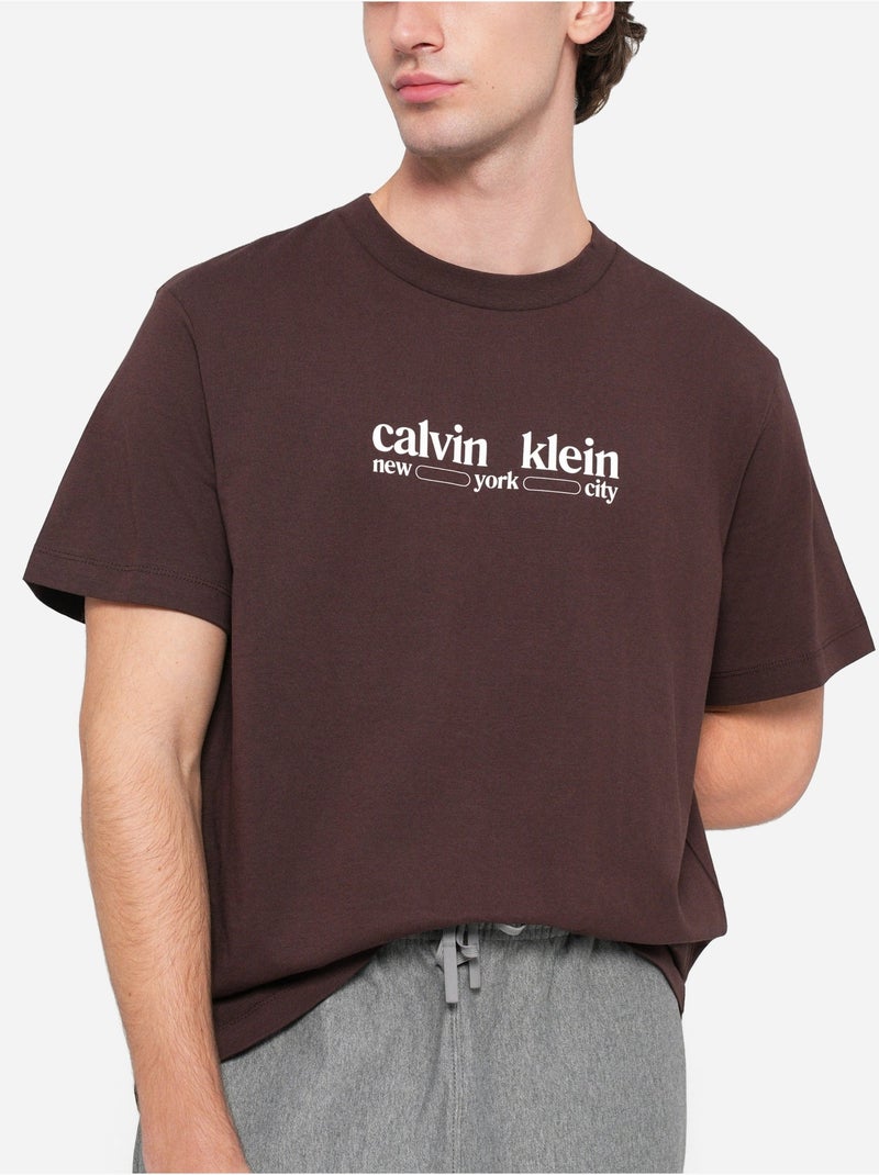 Tee Shirt Calvin Klein à manches courtes Marron - Kiabi