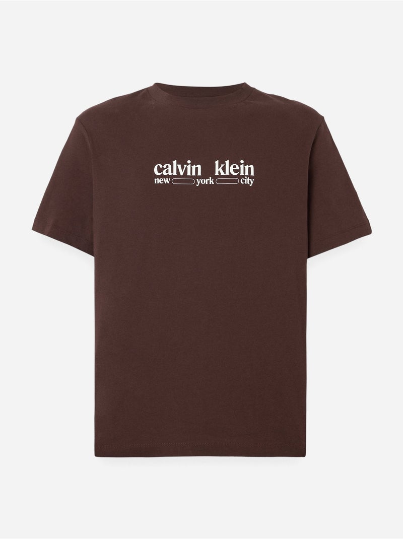 Tee Shirt Calvin Klein à manches courtes Marron - Kiabi