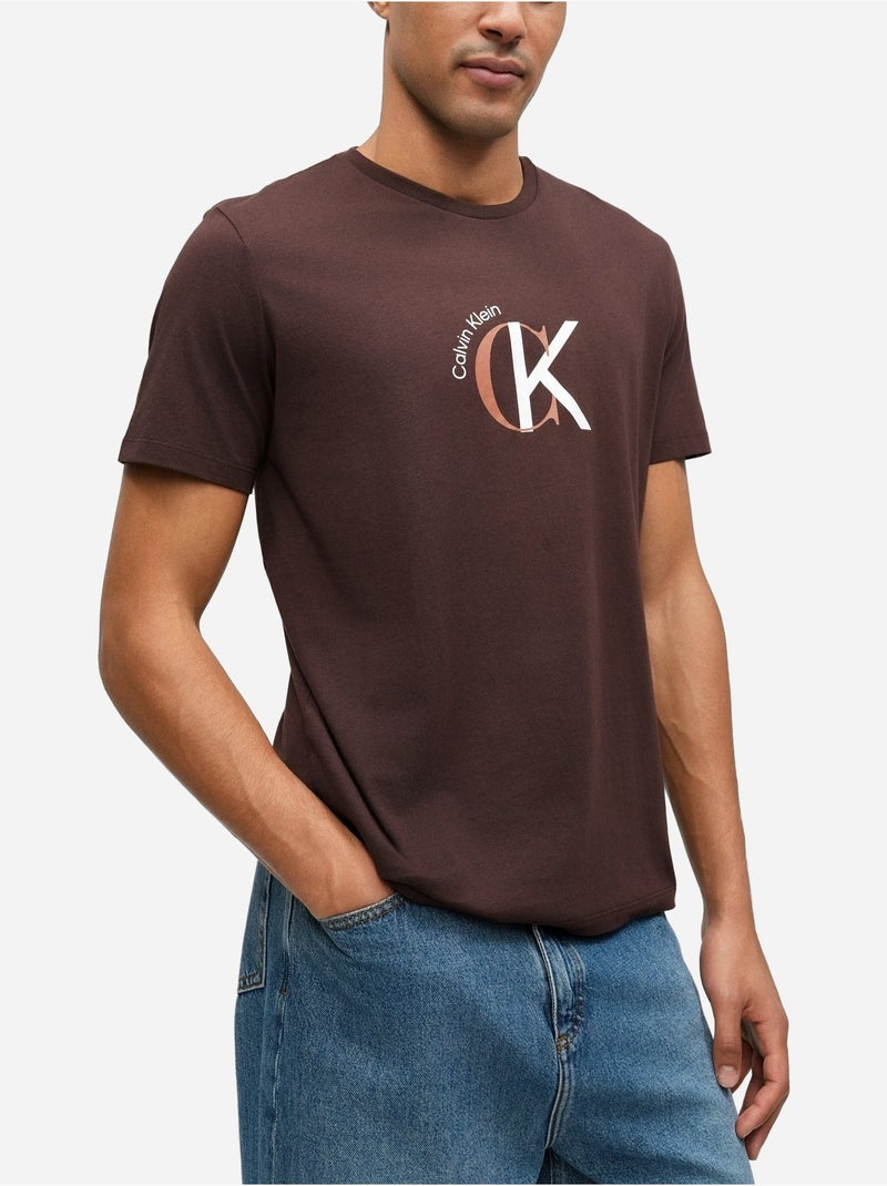 Tee Shirt Calvin Klein à manches courtes Marron - Kiabi