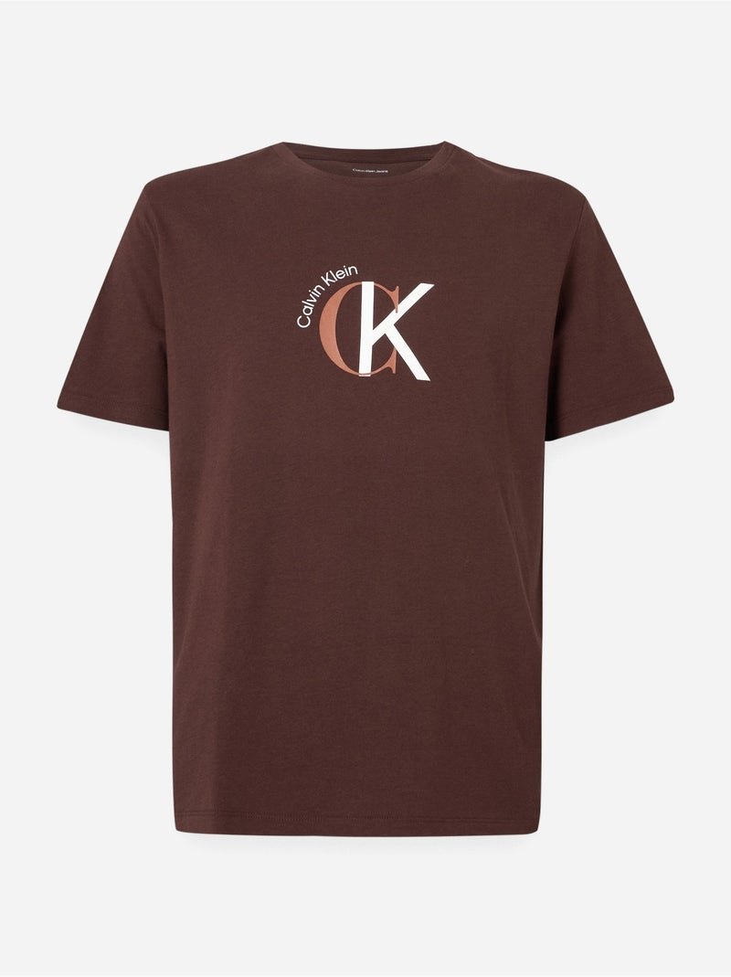 Tee Shirt Calvin Klein à manches courtes Marron - Kiabi