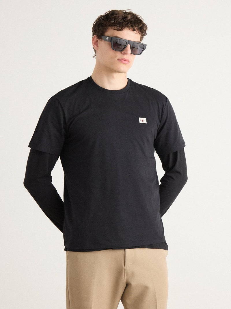 Tee Shirt Calvin Klein Badge 30s classic tee Noir - Kiabi