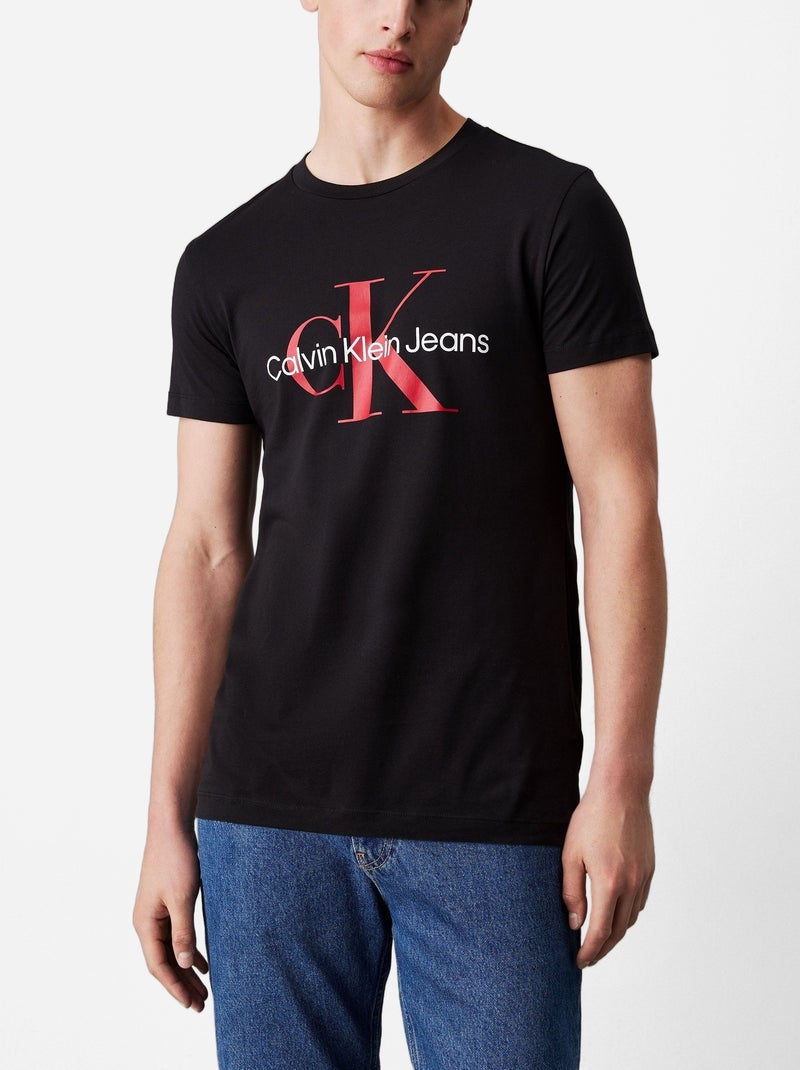 Tee Shirt Calvin Klein Core monogram slim tee Noir - Kiabi