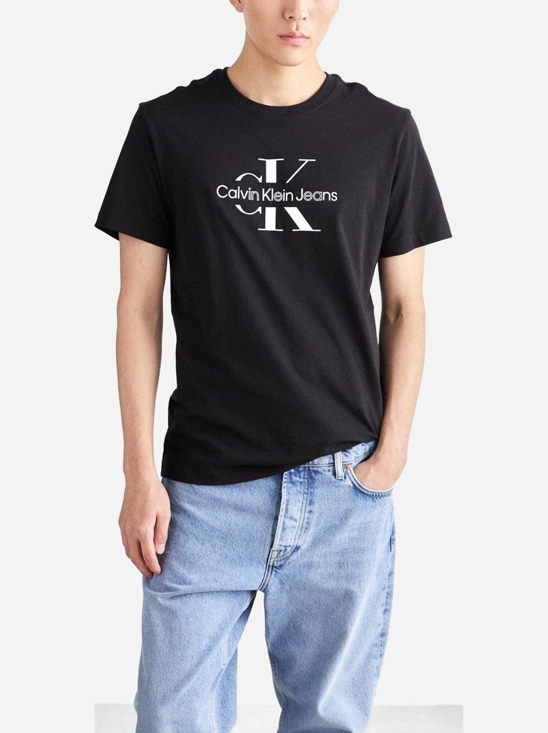 Tee Shirt Calvin Klein Disrupted outline monologo tee Noir - Kiabi
