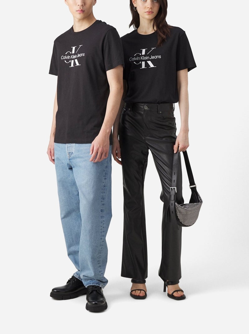 Tee Shirt Calvin Klein Disrupted outline monologo tee Noir - Kiabi
