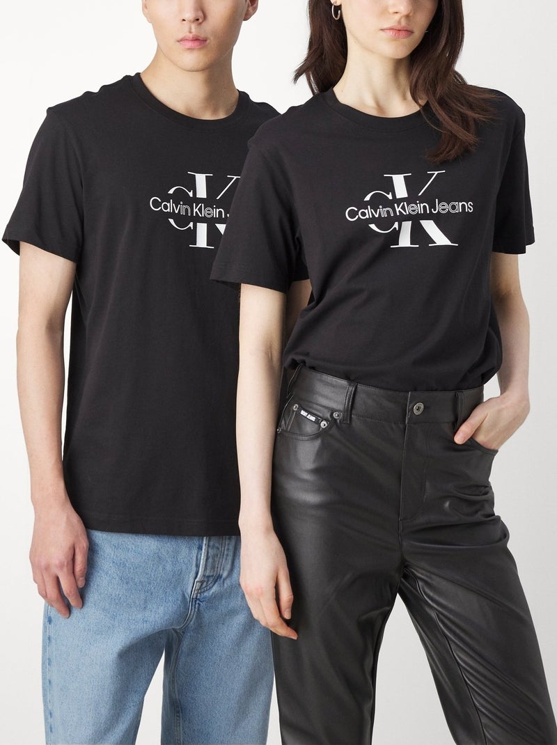 Tee Shirt Calvin Klein Disrupted outline monologo tee Noir - Kiabi