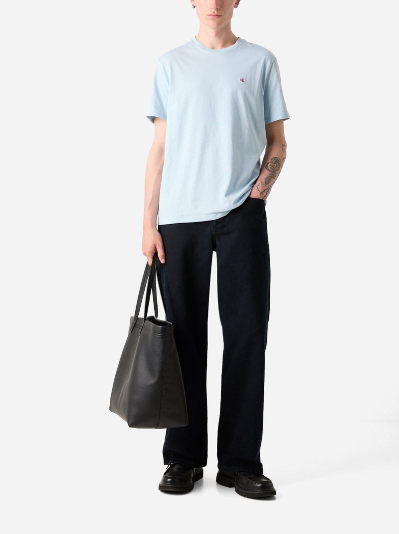 Tee Shirt Calvin Klein Smooth solid tee Bleu - Kiabi