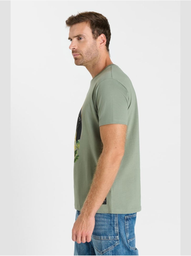 Tee-Shirt CAMPNOU 'Le Temps Des Cerises' Kaki - Kiabi